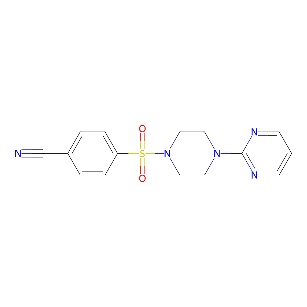 4-(4-Pyrimidin-2-ylpiperazin-1-yl)sulfonylbenzonitrile molecular structure, CAS 256417-35-3