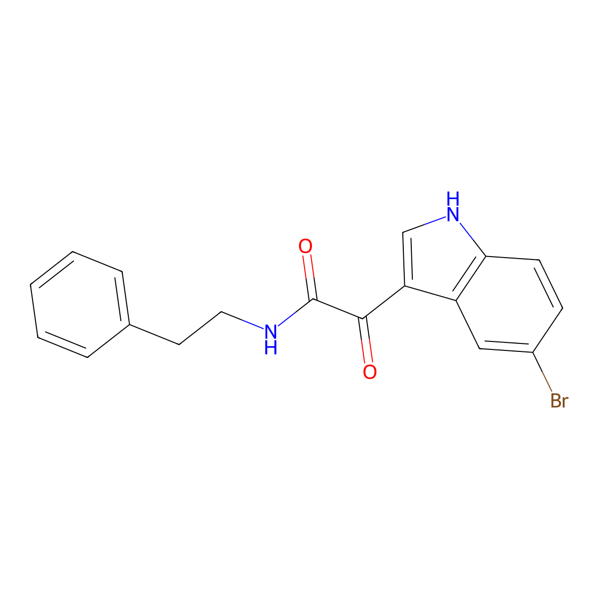 N1-phenethyl-2-(5-bromo-1H-indol-3-yl)-2-oxoacetamide molecular structure, CAS 256417-41-1