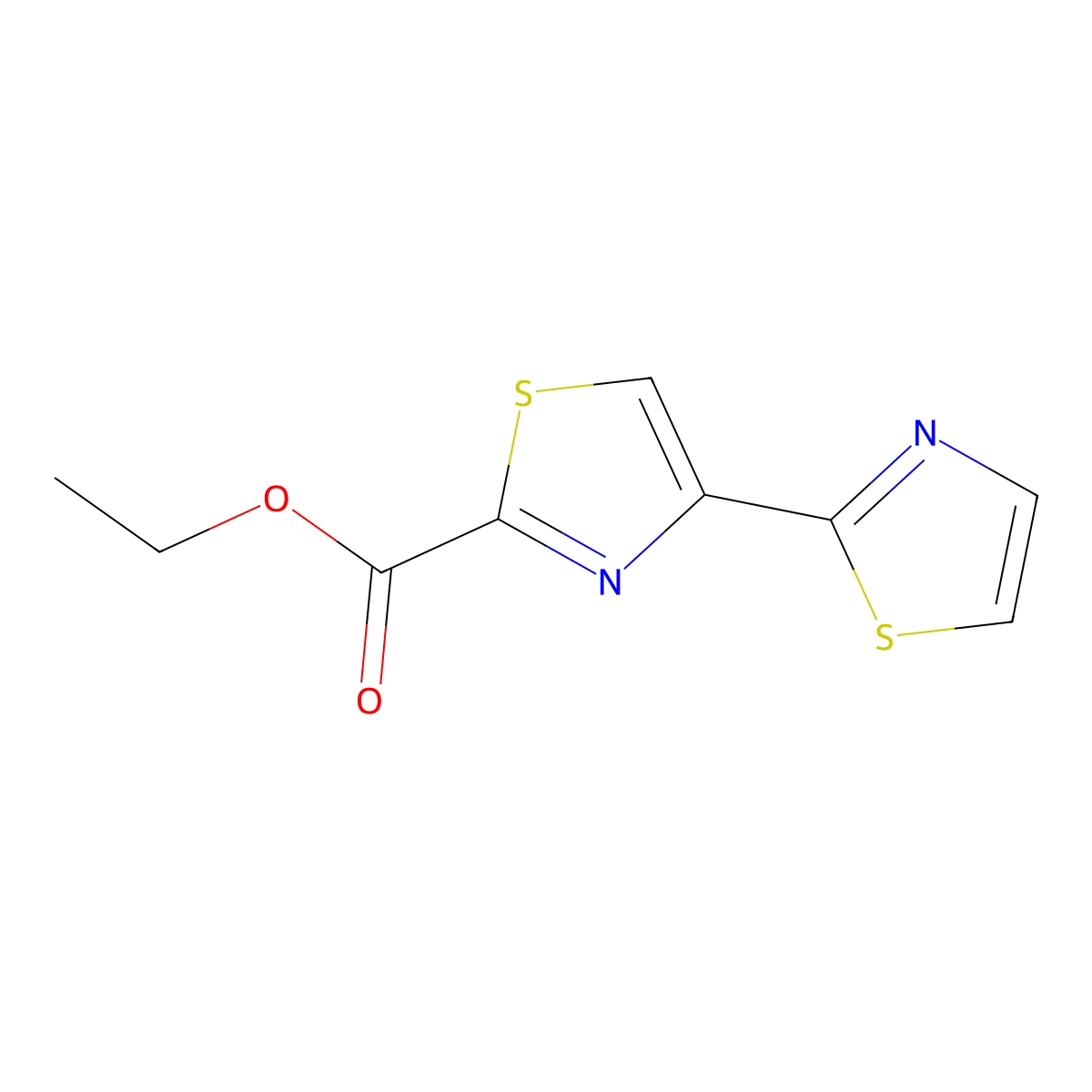 Ethyl 4-(1,3-thiazol-2-yl)-1,3-thiazole-2-carboxylate molecular structure, CAS 256420-20-9