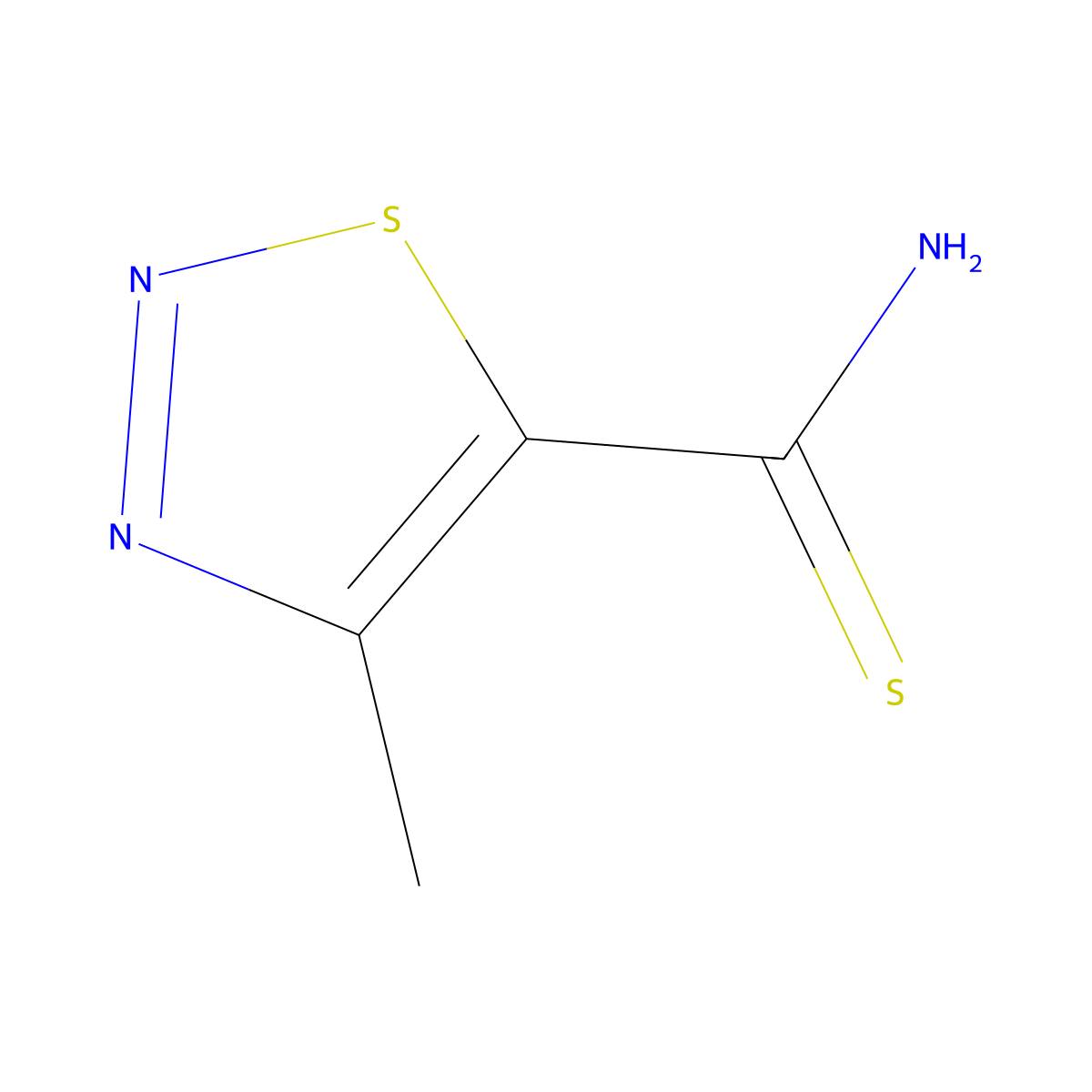 4-Methyl-[1,2,3]thiadiazole-5-carbothioic acid amide molecular structure, CAS 256420-27-6