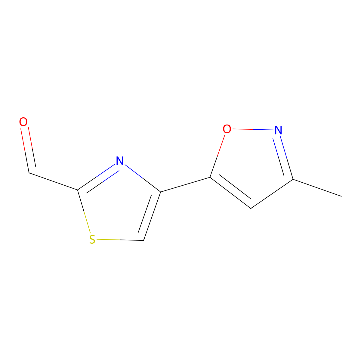 4-(3-Methylisoxazol-5-yl)thiazole-2-carbaldehyde molecular structure, CAS 256420-34-5
