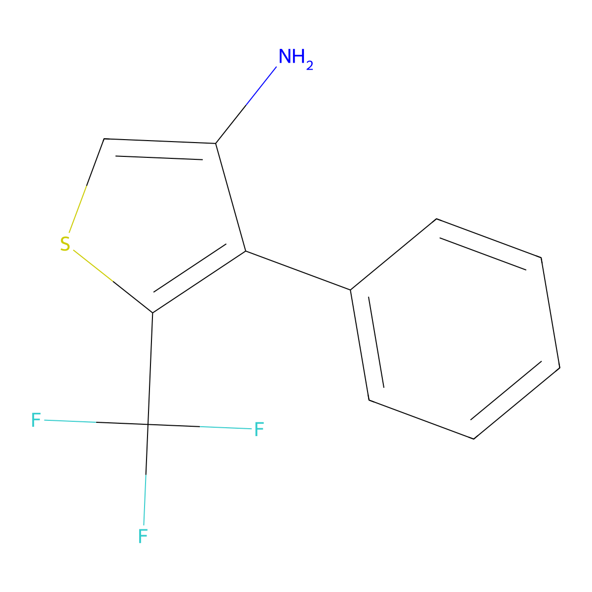 4-Phenyl-5-(trifluoromethyl)thiophen-3-amine molecular structure, CAS 256427-77-7