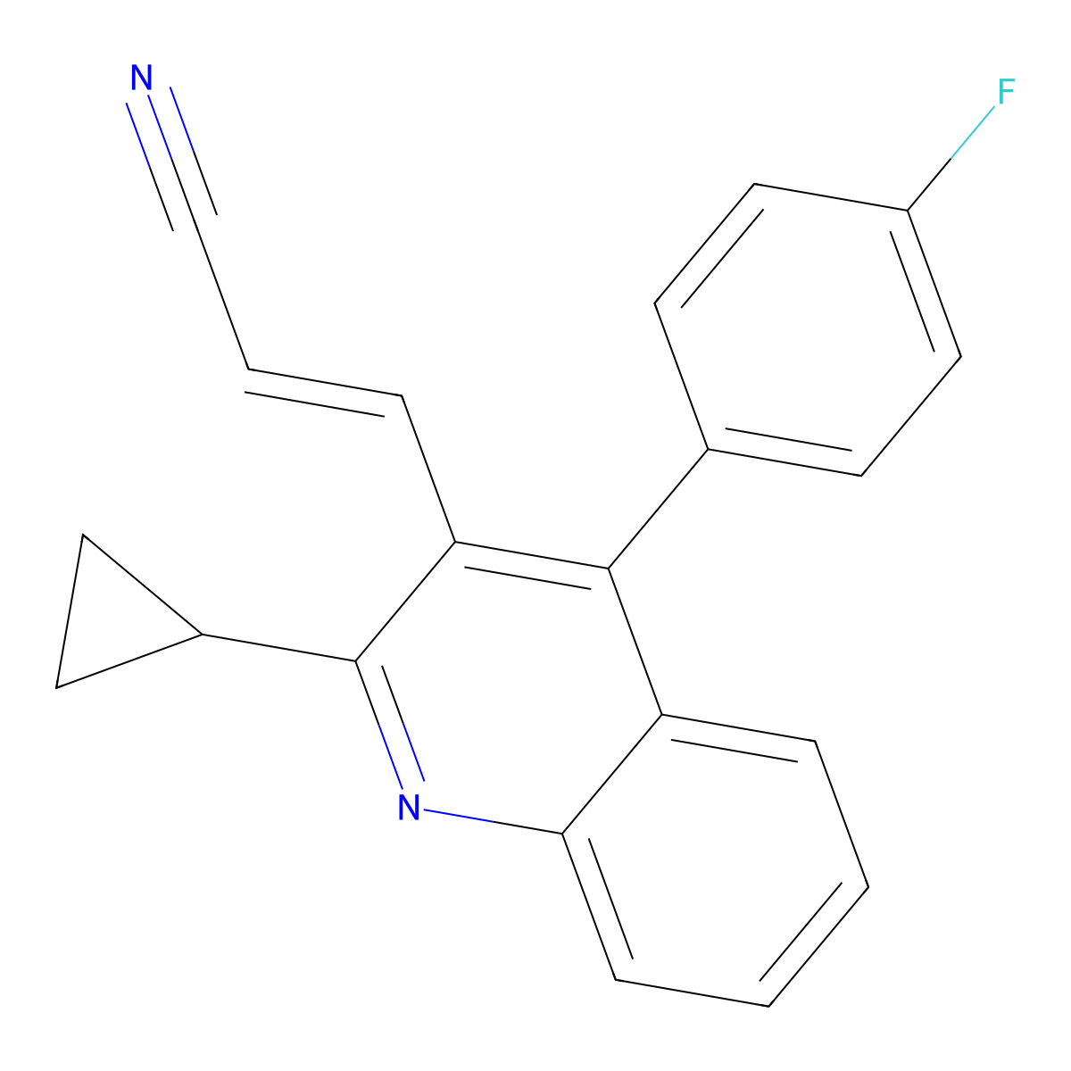 (E)-3-(2-Cyclopropyl-4-(4-fluorophenyl)quinolin-3-yl)acrylonitrile molecular structure, CAS 256431-72-8