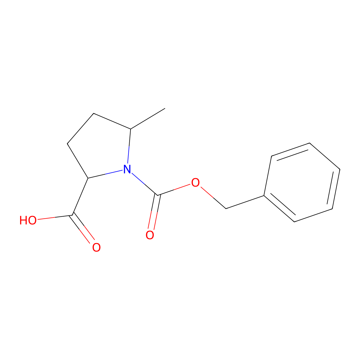 rac-(2R,5R)-1-[(benzyloxy)carbonyl]-5-methylpyrrolidine-2-carboxylic acid molecular structure, CAS 256446-65-8