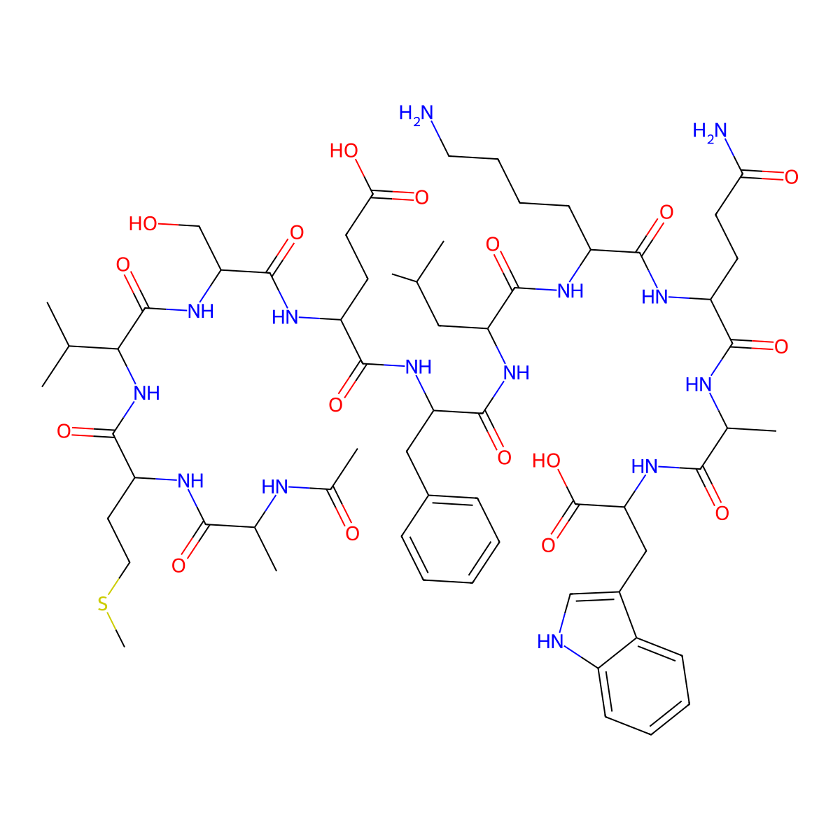 Ac-Ala-Met-Val-Ser-Glu-Phe-Leu-Lys-Gln-Ala-Trp-OH molecular structure, CAS 256447-08-2