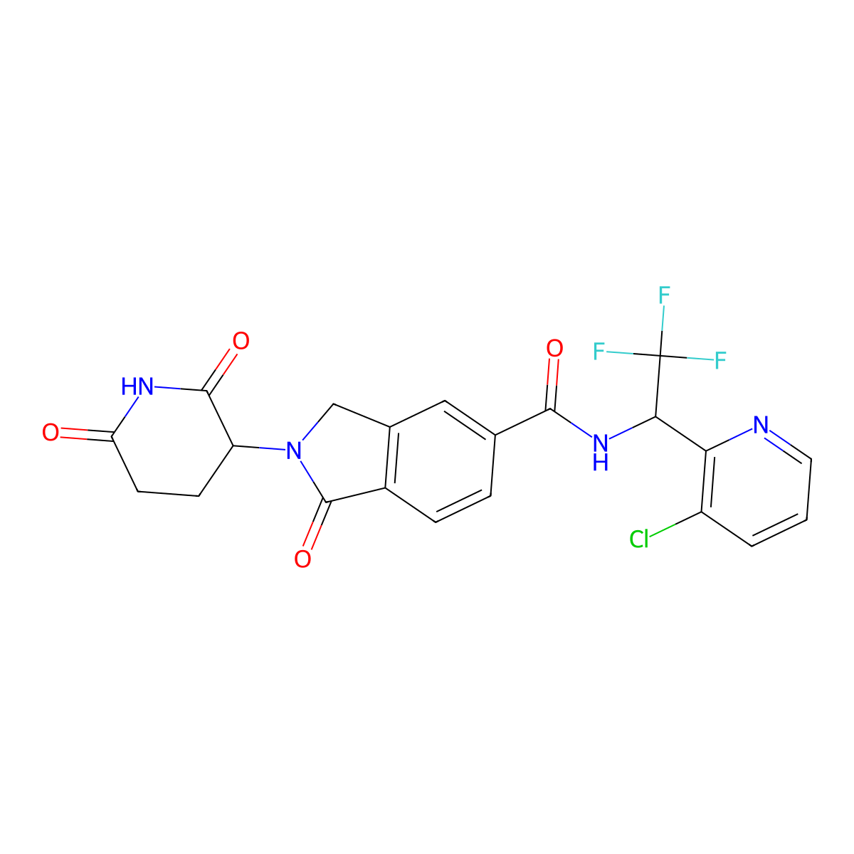 N-[(1R)-1-(3-chloropyridin-2-yl)-2,2,2-trifluoroethyl]-2-[(3R)-2,6-dioxopiperidin-3-yl]-1-oxo-3H-isoindole-5-carboxamide molecular structure, CAS 2564486-48-0
