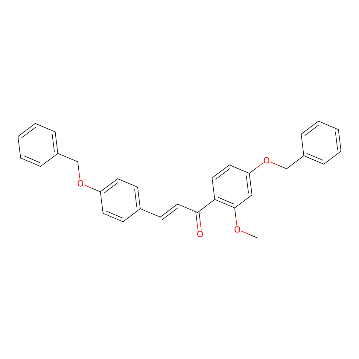 (E)-1-(2-methoxy-4-phenylmethoxyphenyl)-3-(4-phenylmethoxyphenyl)prop-2-en-1-one molecular structure, CAS 256457-58-6