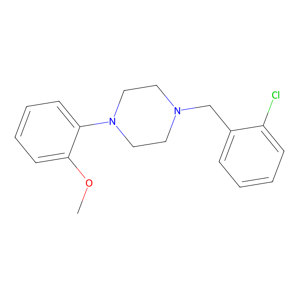 1-(2-Chlorobenzyl)-4-(2-methoxyphenyl)piperazine molecular structure, CAS 256457-76-8