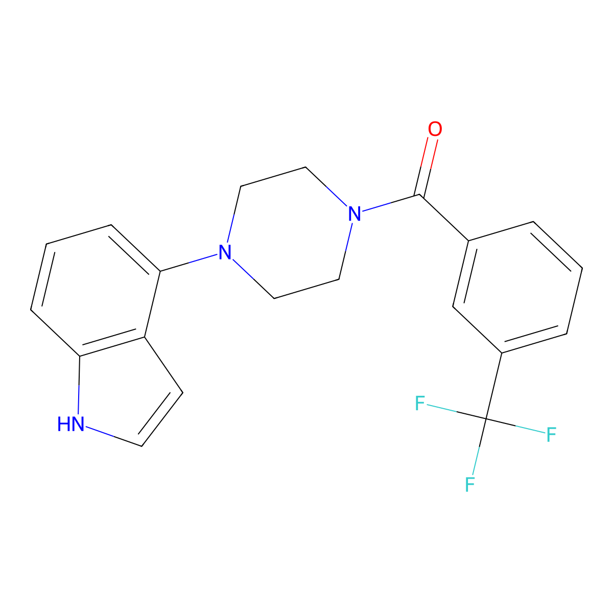 [4-(1H-indol-4-yl)piperazin-1-yl]-[3-(trifluoromethyl)phenyl]methanone molecular structure, CAS 256458-51-2