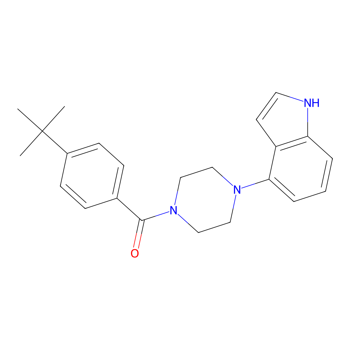 (4-tert-butylphenyl)-[4-(1H-indol-4-yl)piperazin-1-yl]methanone molecular structure, CAS 256458-53-4