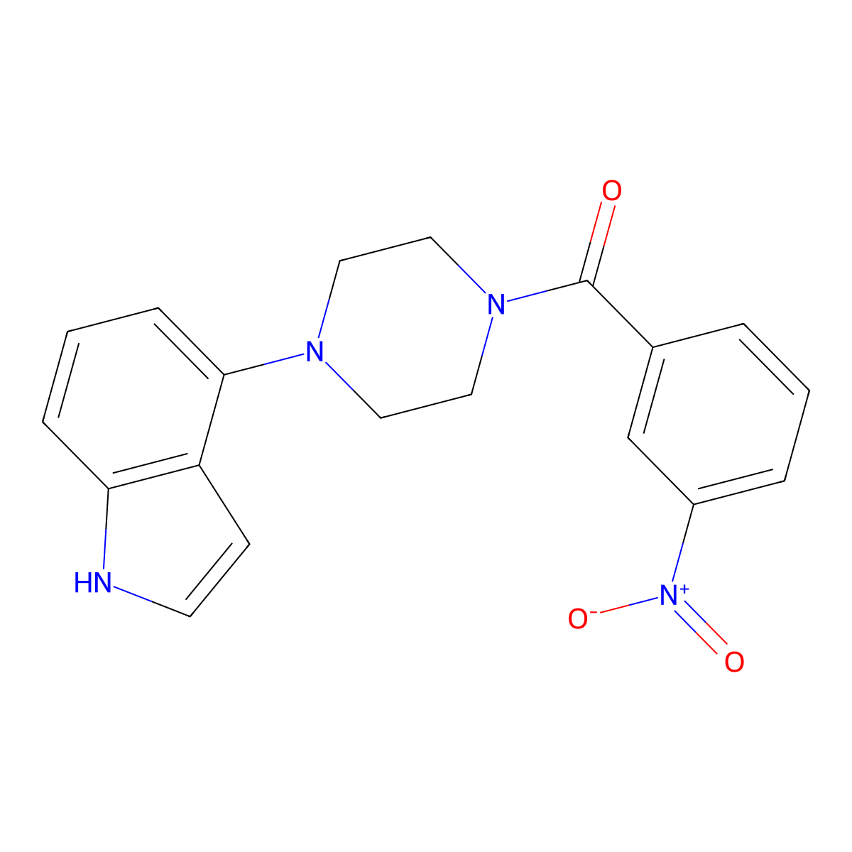 [4-(1H-indol-4-yl)piperazin-1-yl]-(3-nitrophenyl)methanone molecular structure, CAS 256458-56-7