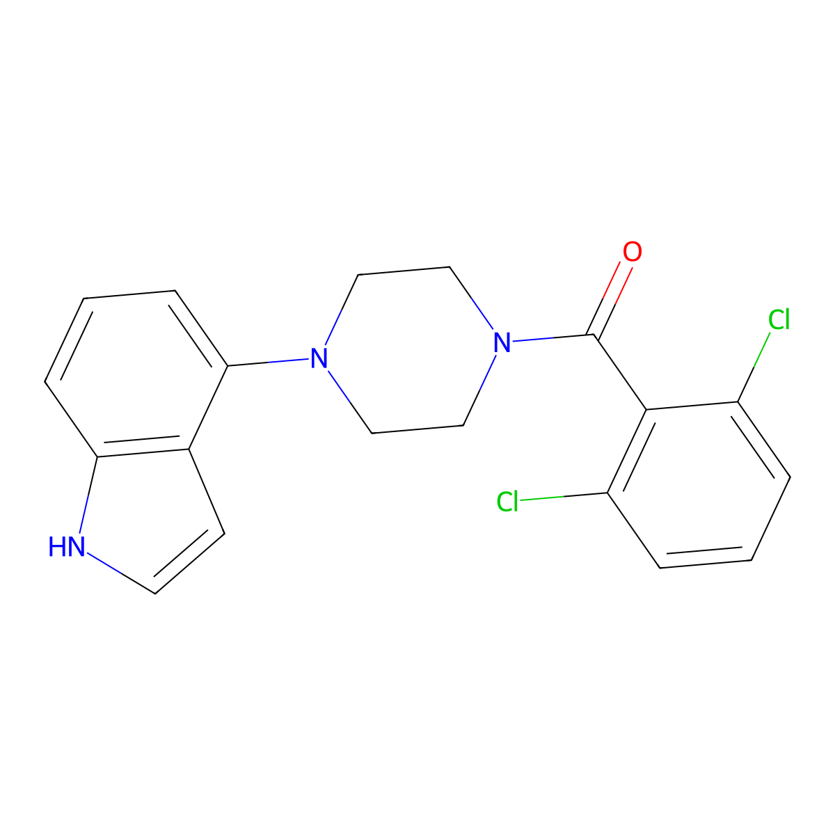 (2,6-dichlorophenyl)[4-(1H-indol-4-yl)piperazino]methanone molecular structure, CAS 256458-58-9
