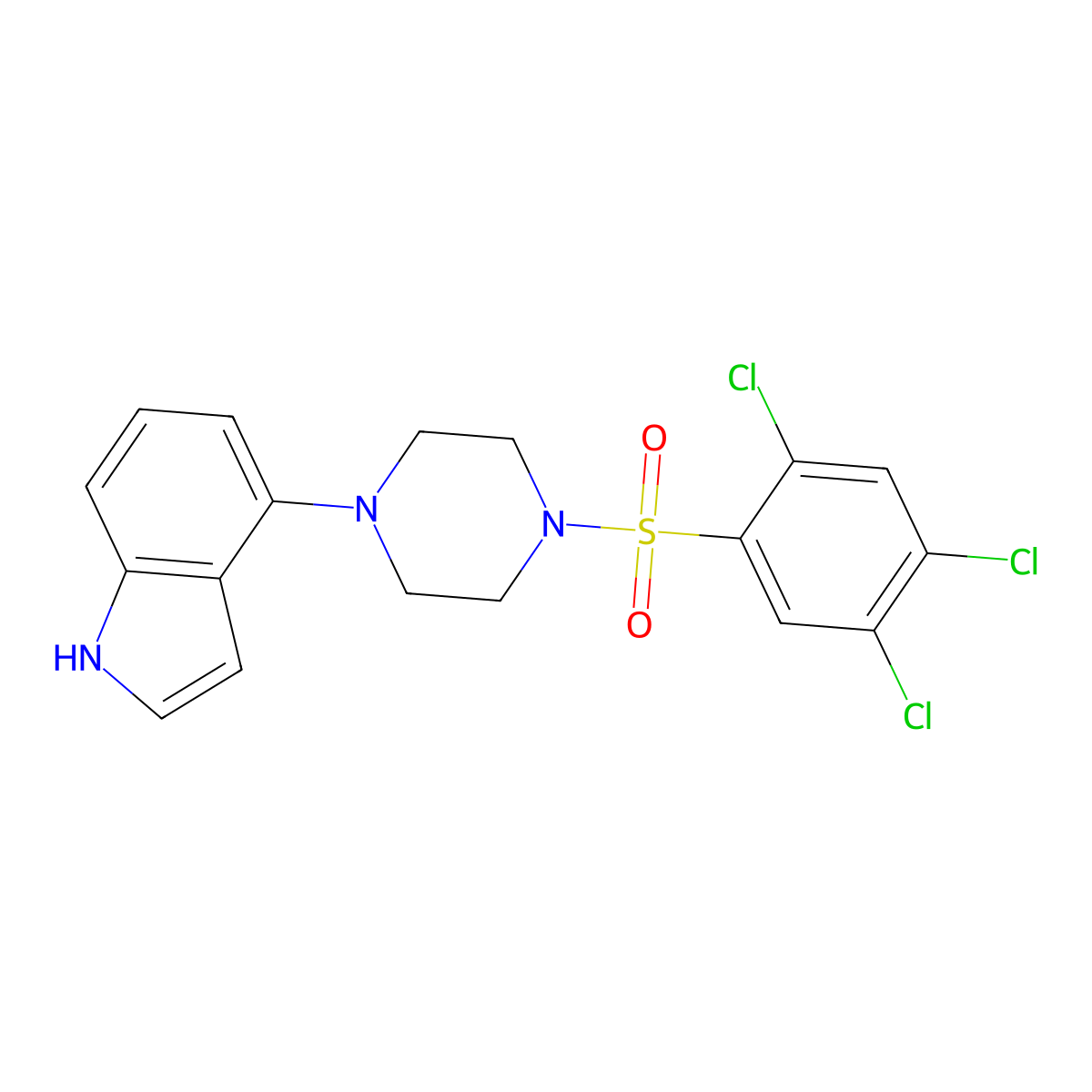 4-[4-(2,4,5-trichlorophenyl)sulfonylpiperazin-1-yl]-1H-indole molecular structure, CAS 256458-61-4