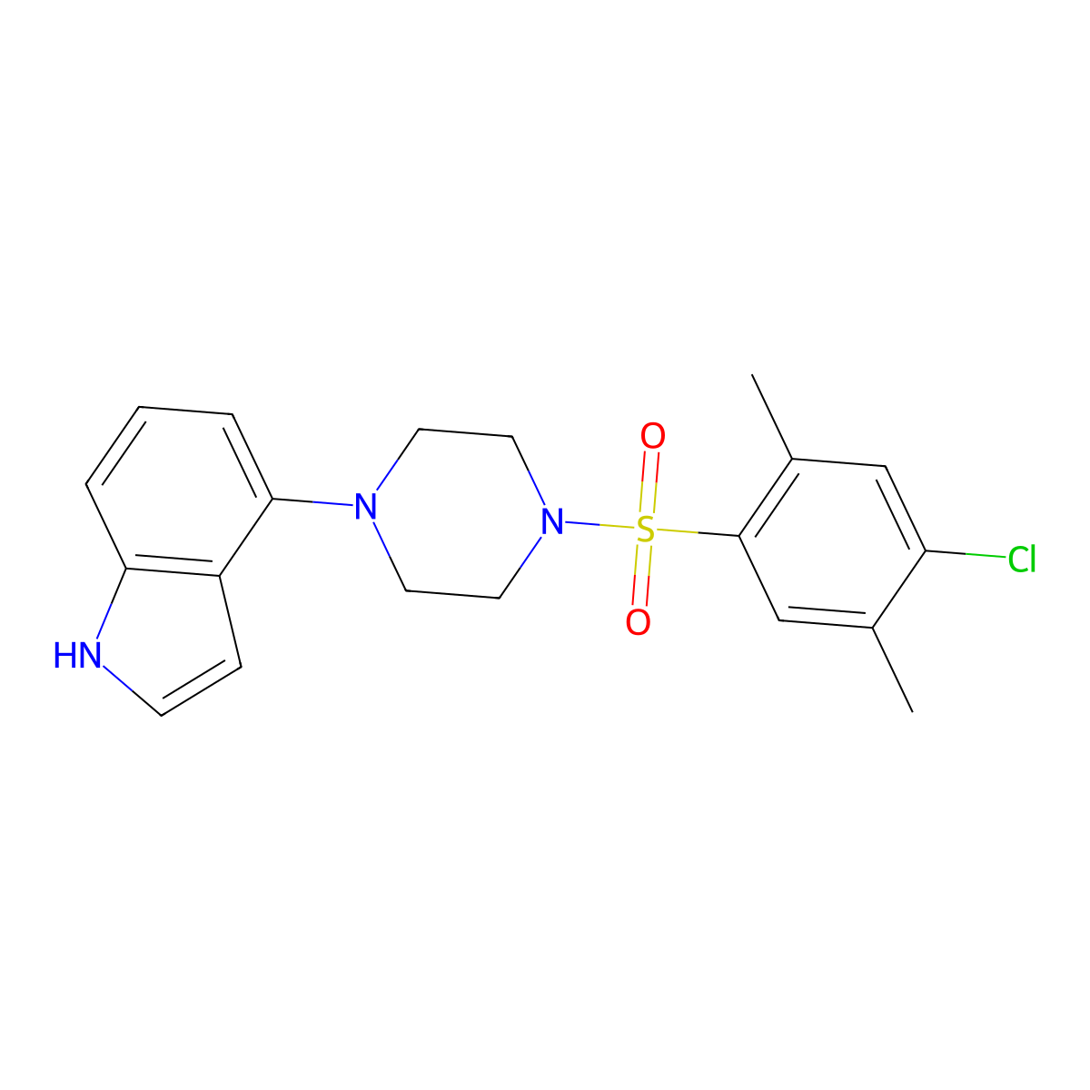 4-[4-(4-chloro-2,5-dimethylphenyl)sulfonylpiperazin-1-yl]-1H-indole molecular structure, CAS 256458-62-5