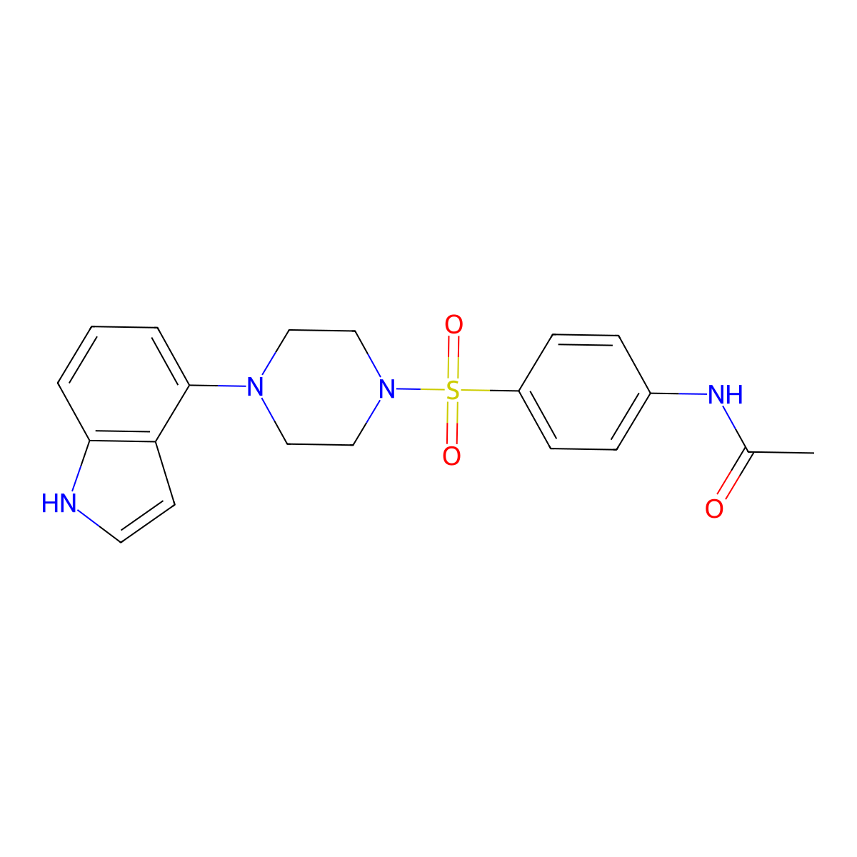N-[4-[4-(1H-indol-4-yl)piperazin-1-yl]sulfonylphenyl]acetamide molecular structure, CAS 256458-63-6