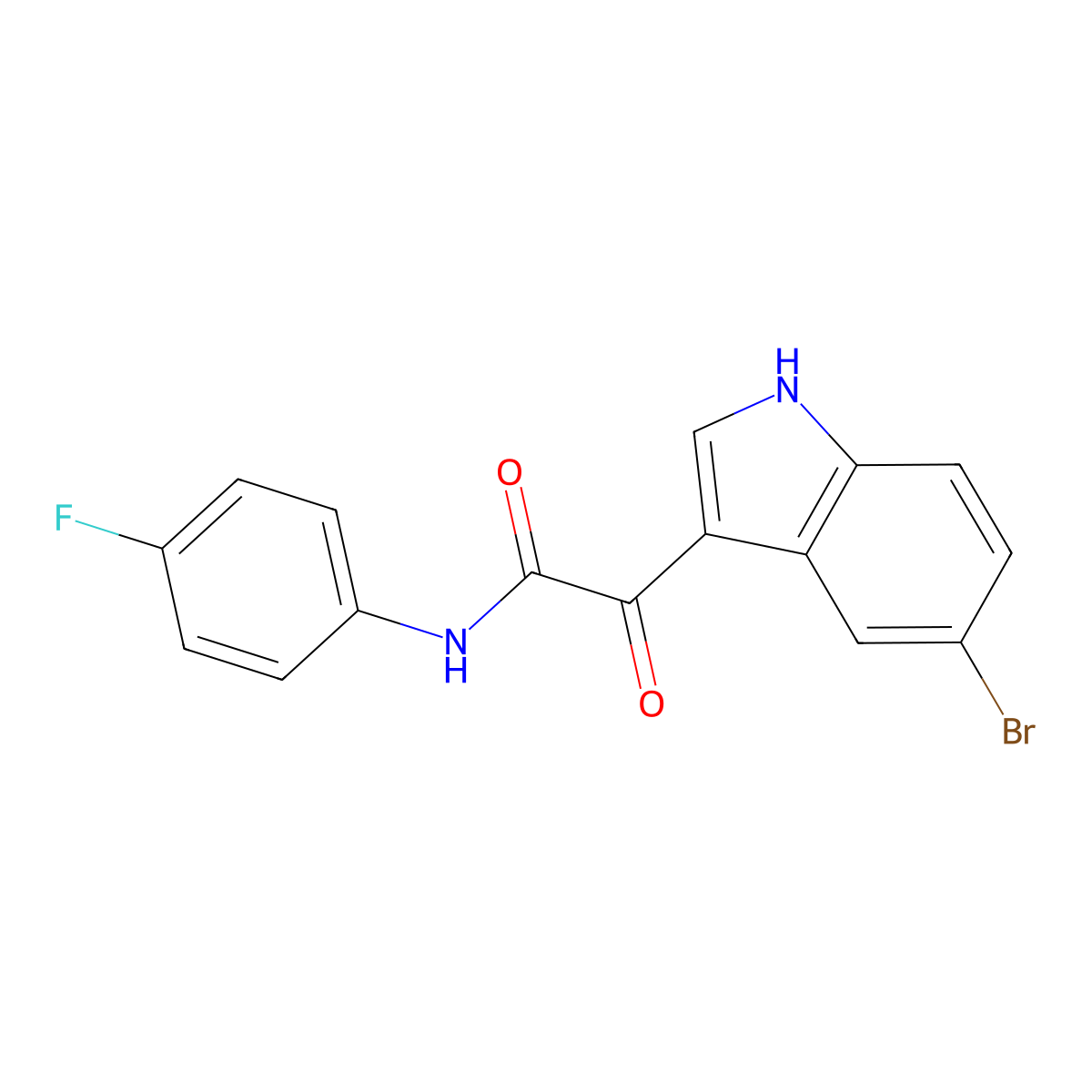 N1-(4-fluorophenyl)-2-(5-bromo-1H-indol-3-yl)-2-oxoacetamide molecular structure, CAS 256458-69-2