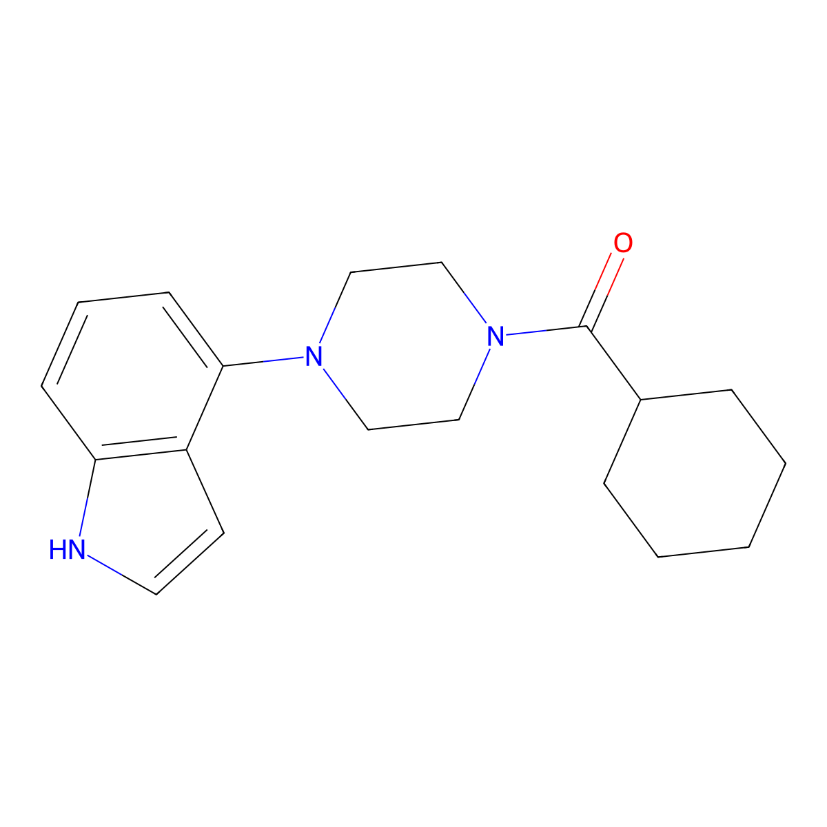 4-(4-Cyclohexanecarbonylpiperazin-1-YL)-1H-indole molecular structure, CAS 256458-70-5