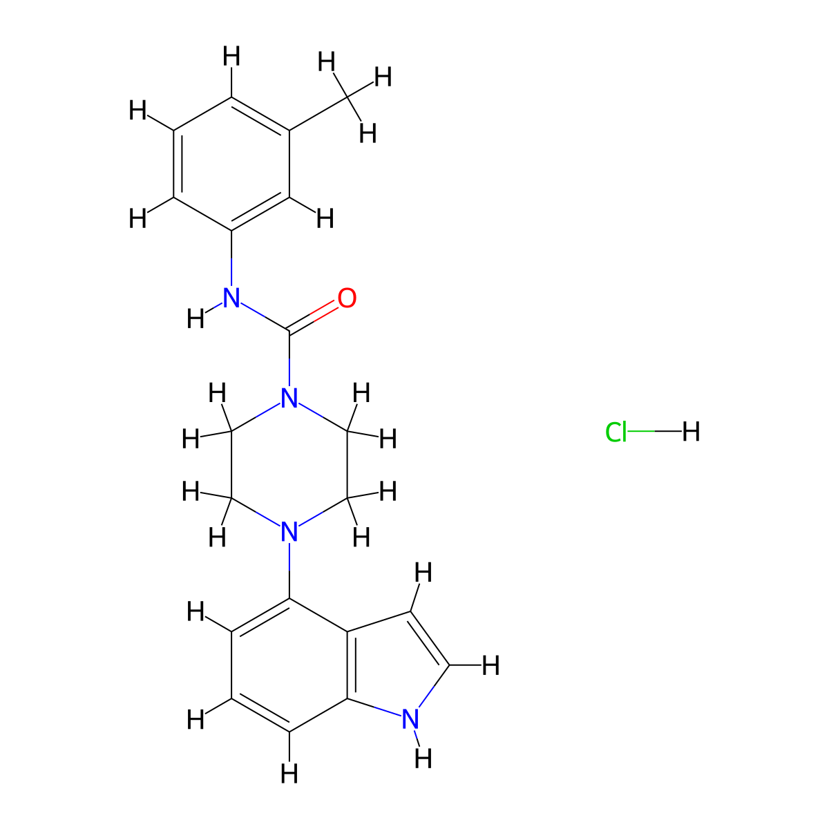 1-Piperazinecarboxamide,4-(1h-indol-4-yl)-n-(3-methylphenyl)-,hydrochloride molecular structure, CAS 256458-83-0