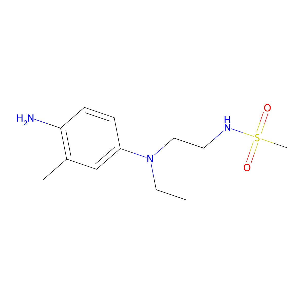 4-Amino-3-methyl-N-ethyl-N-(beta-(methanesulfonamido)ethyl)aniline molecular structure, CAS 25646-71-3