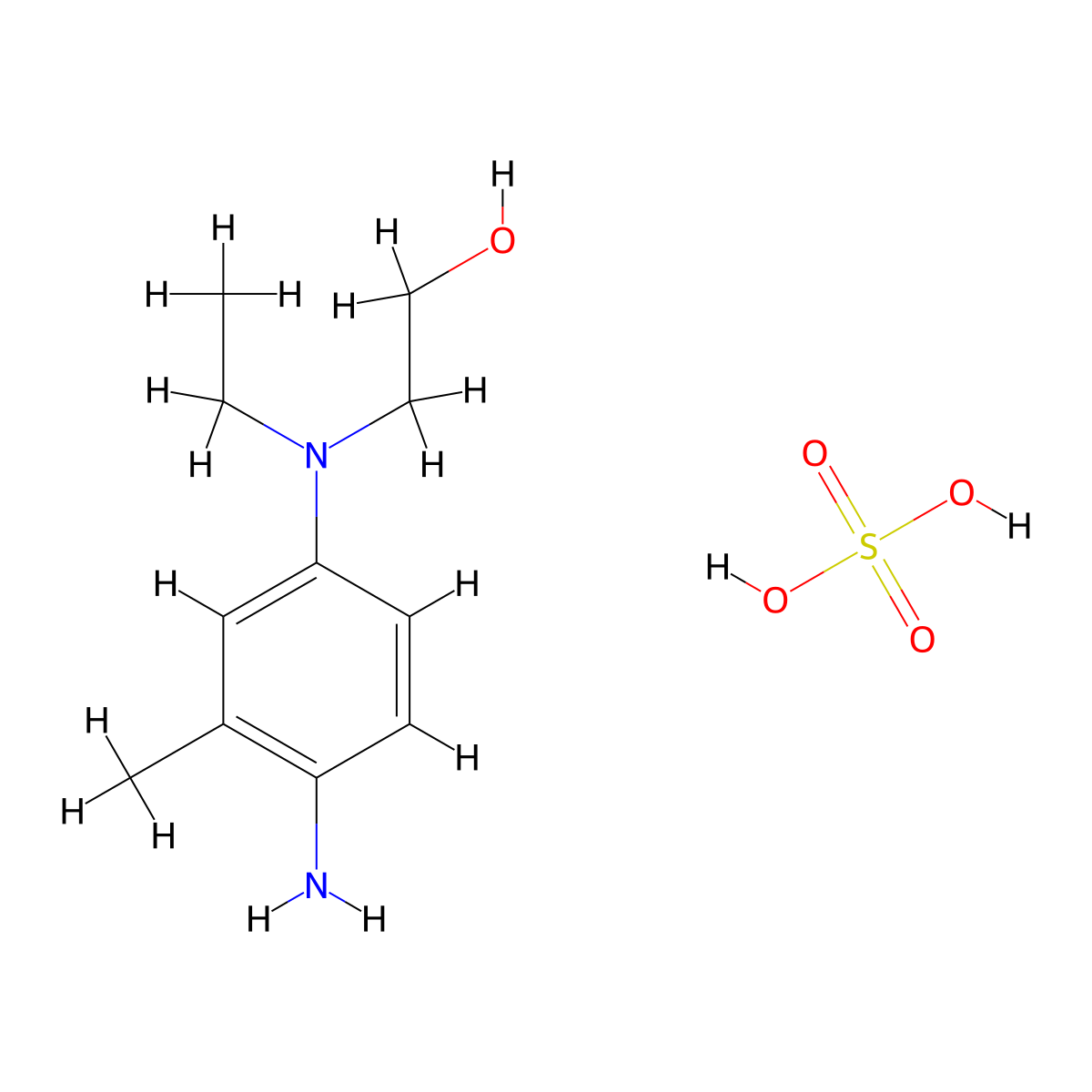 Ethanol, 2-((4-amino-3-methylphenyl)ethylamino)-, sulfate (1:1) molecular structure, CAS 25646-77-9