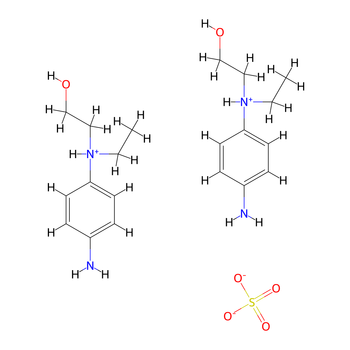Ethanol, 2-((4-aminophenyl)ethylamino)-, sulfate (2:1) molecular structure, CAS 25646-78-0