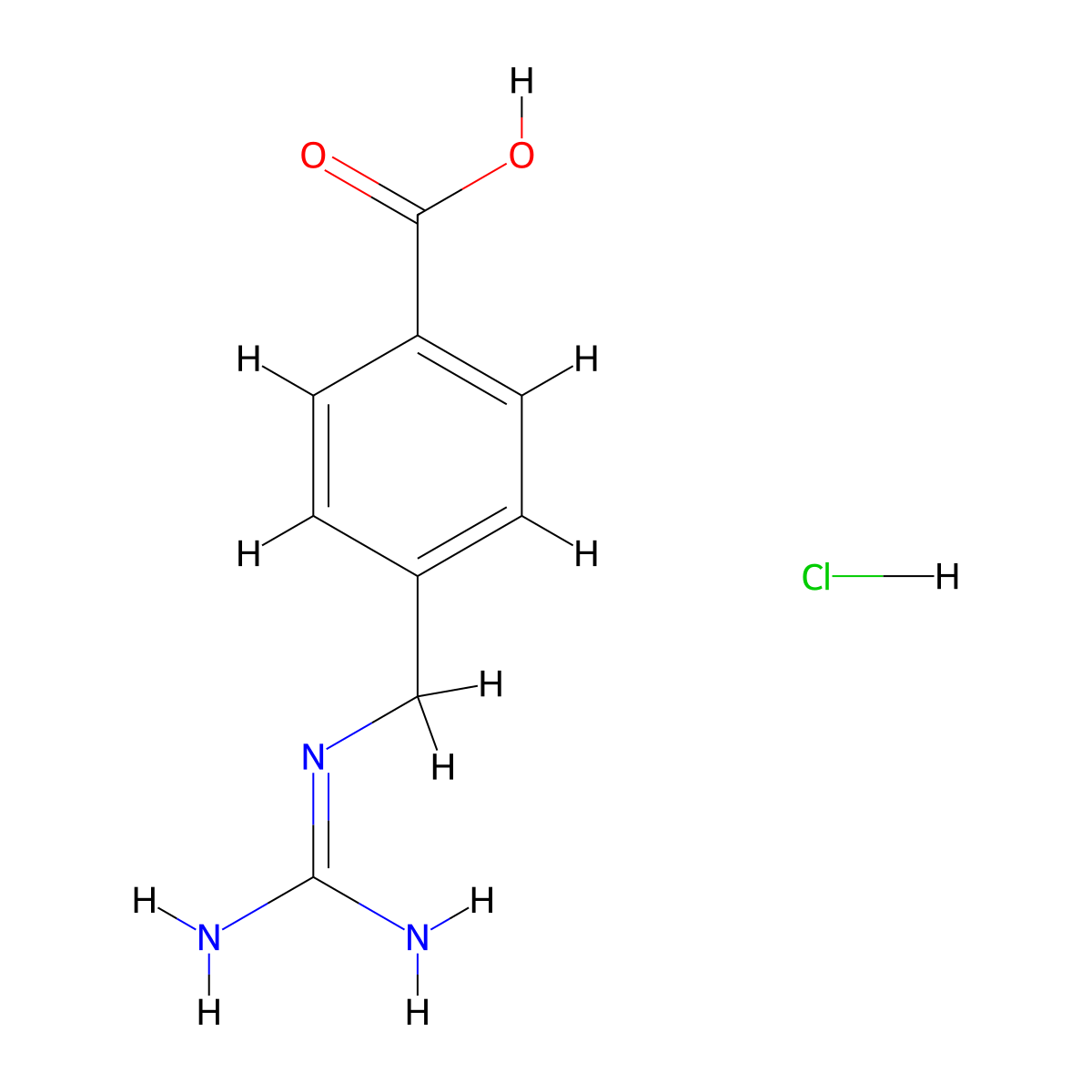 4-{[(Diaminomethylidene)amino]methyl}benzoic acid hydrochloride molecular structure, CAS 25647-25-0