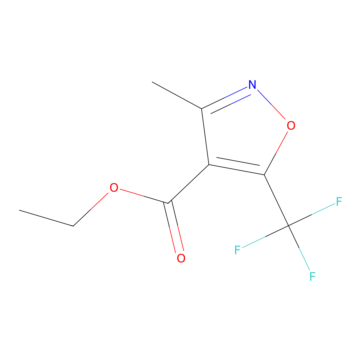 Ethyl 3-methyl-5-(trifluoromethyl)-1,2-oxazole-4-carboxylate molecular structure, CAS 256471-34-8