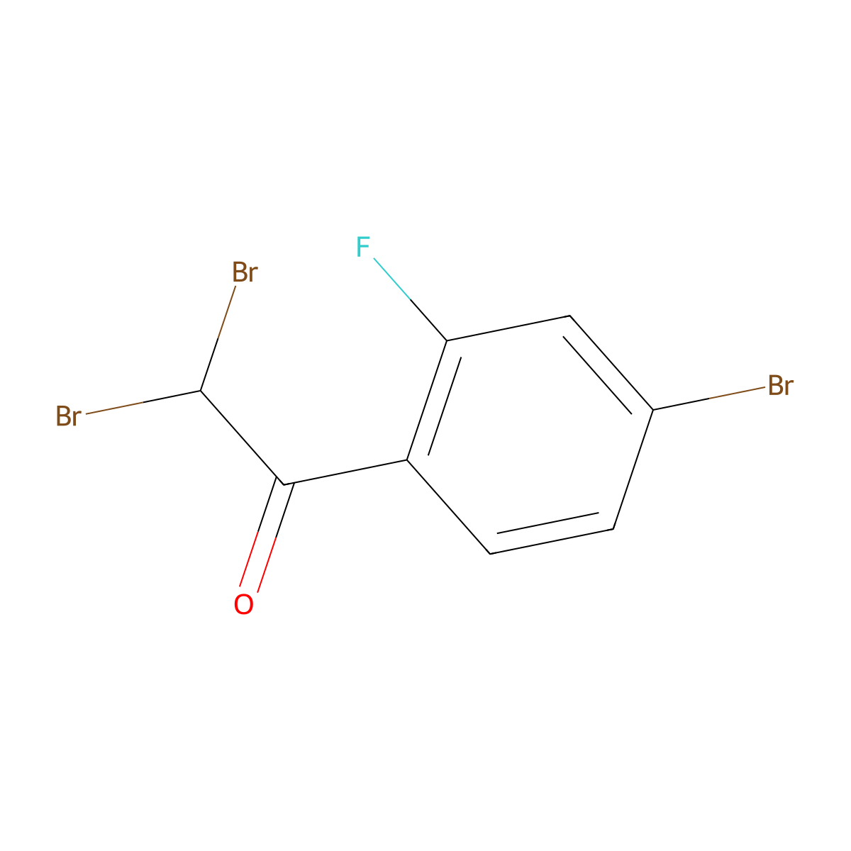 2,2-Dibromo-1-(4-bromo-2-fluorophenyl)ethanone molecular structure, CAS 2564746-26-3
