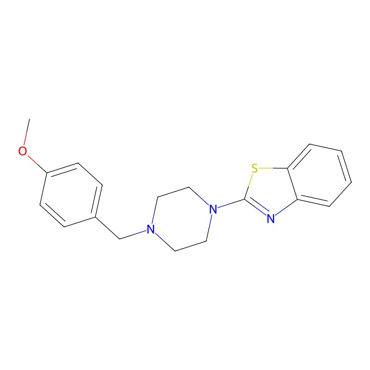 2-[4-(4-Methoxybenzyl)piperazino]-1,3-benzothiazole molecular structure, CAS 256475-43-1
