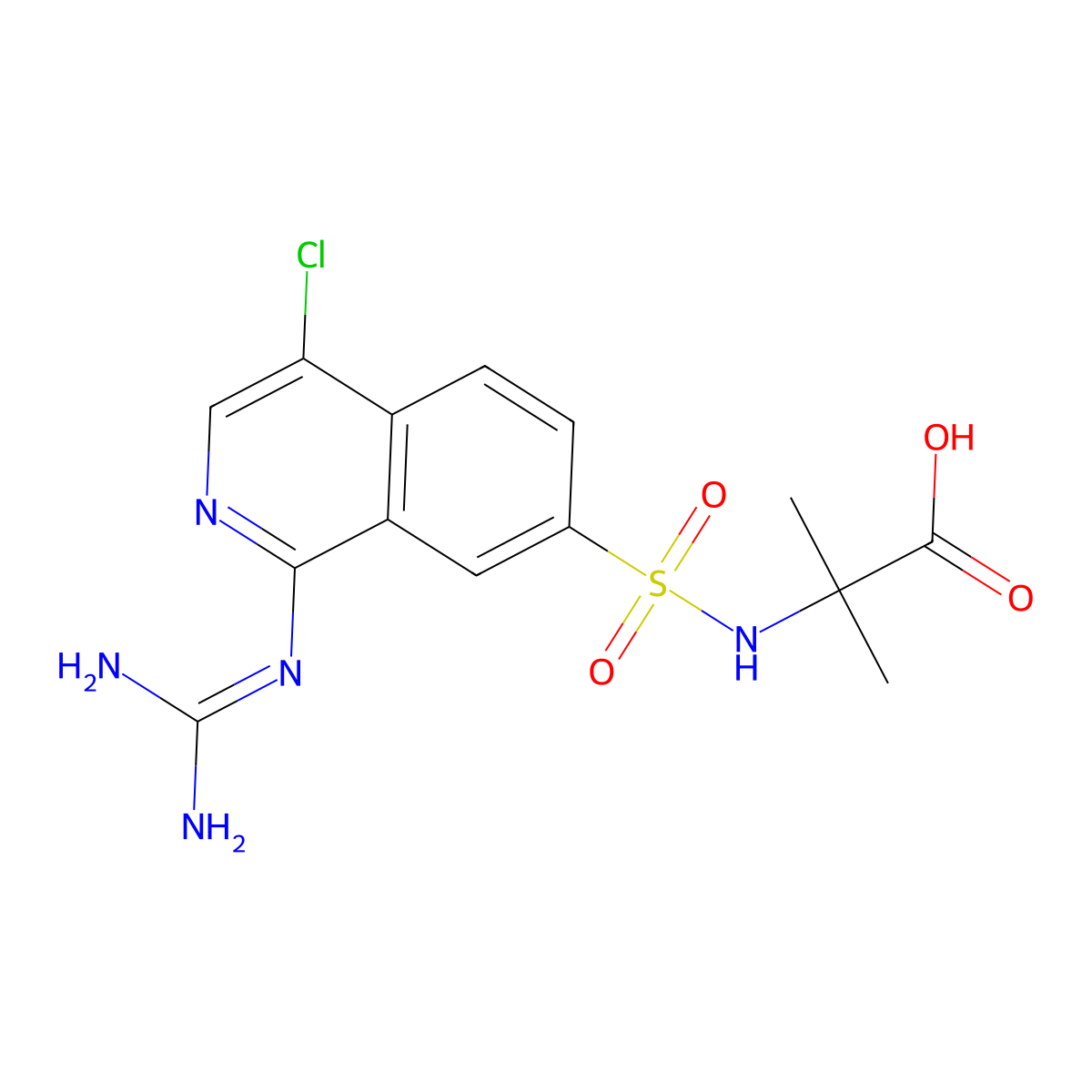 2-(((4-Chloro-1-guanidino-7-isoquinolinyl)sulfonyl)amino)isobutyric acid molecular structure, CAS 256477-09-5