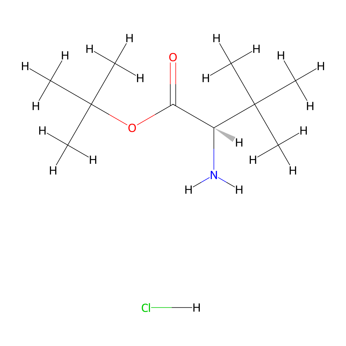 tert-butyl (2R)-2-amino-3,3-dimethylbutanoate hydrochloride molecular structure, CAS 256478-92-9