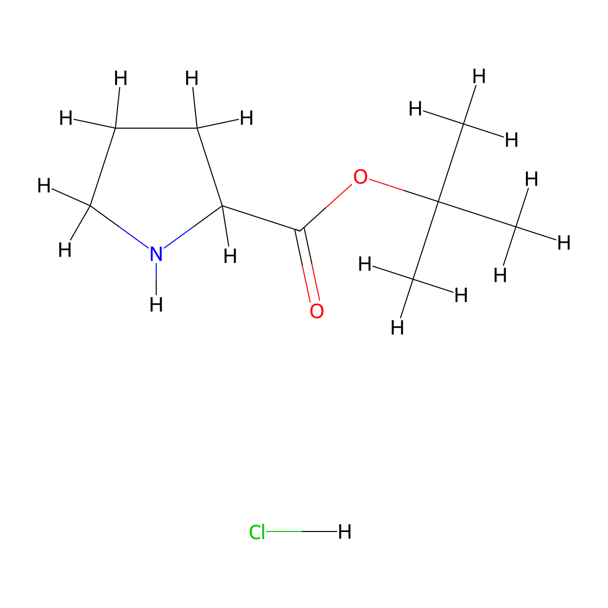 Tert-butyl pyrrolidine-2-carboxylate hydrochloride molecular structure, CAS 256478-96-3