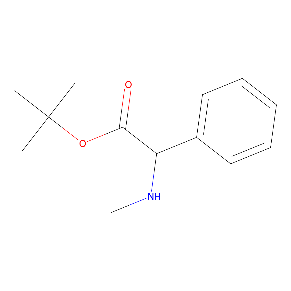 Tert-butyl 2-(methylamino)-2-phenylacetate molecular structure, CAS 256479-00-2