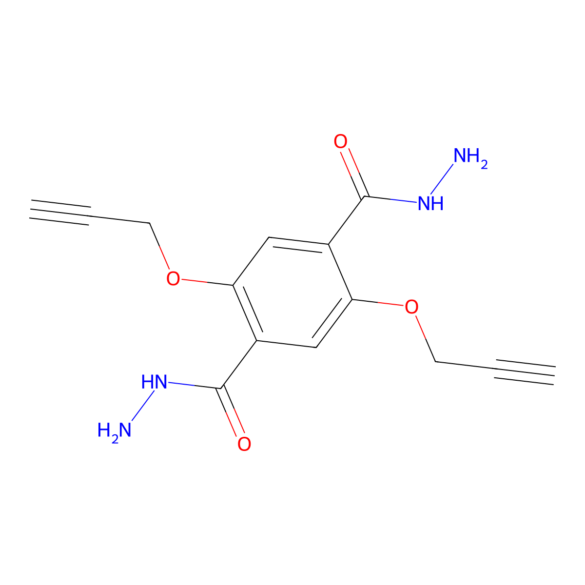 2,5-Bis(prop-2-yn-1-yloxy)terephthalohydrazide molecular structure, CAS 2564821-81-2