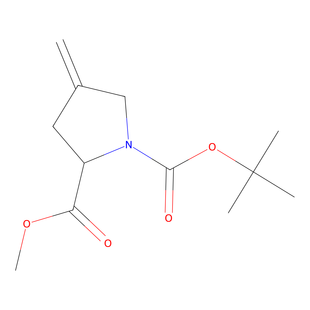(R)-1-Tert-butyl 2-methyl 4-methylenepyrrolidine-1,2-dicarboxylate molecular structure, CAS 256488-01-4