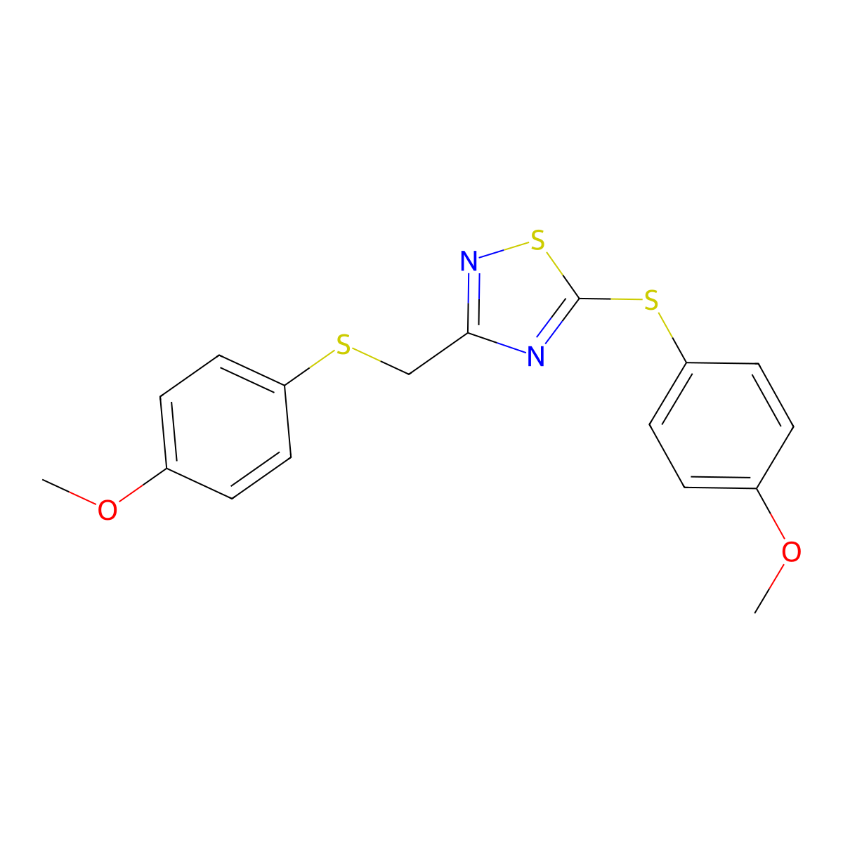 5-[(4-Methoxyphenyl)thio]-3-[[(4-methoxyphenyl)thio]methyl]-1,2,4-thiadiazole molecular structure, CAS 256488-14-9