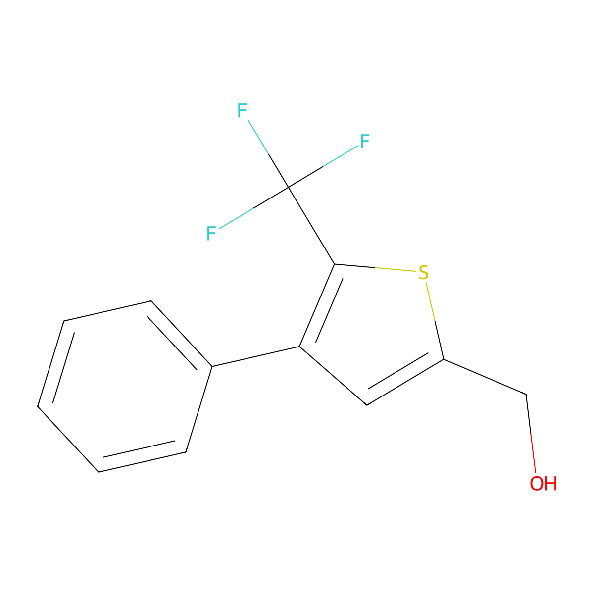 (4-Phenyl-5-(trifluoromethyl)thiophen-2-yl)methanol molecular structure, CAS 256488-46-7