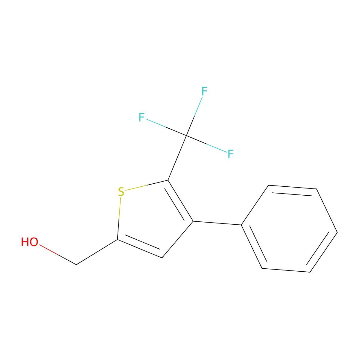 (4-Phenyl-5-(trifluoromethyl)thiophen-2-yl)methanol molecular structure, CAS 256488-46-7