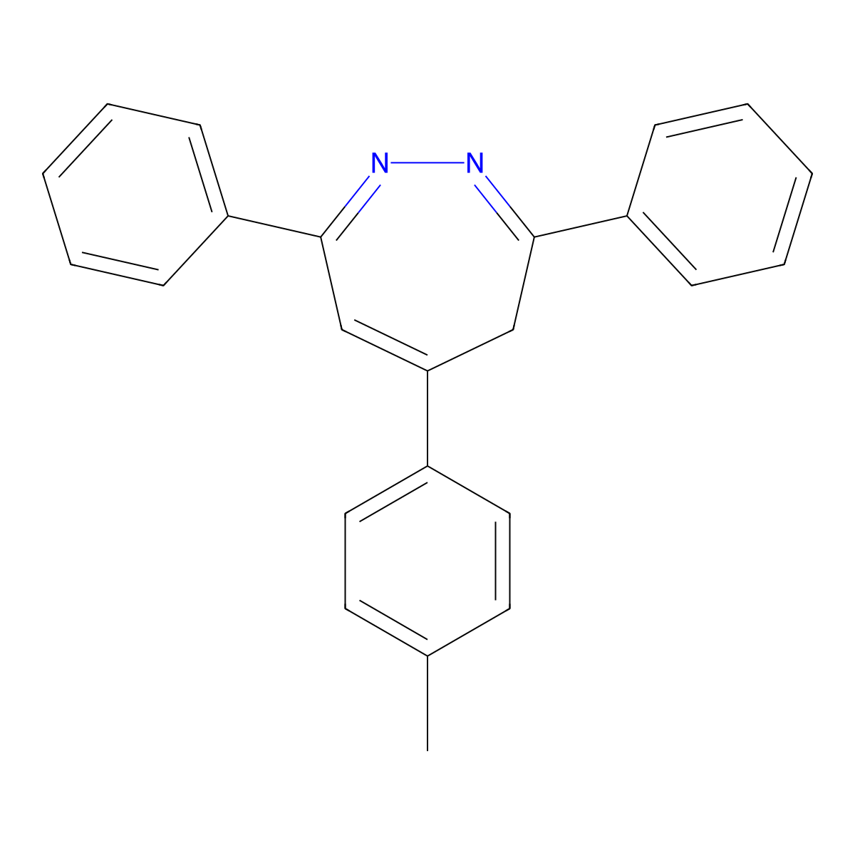 5-(4-methylphenyl)-3,7-diphenyl-4H-diazepine molecular structure, CAS 25649-71-2