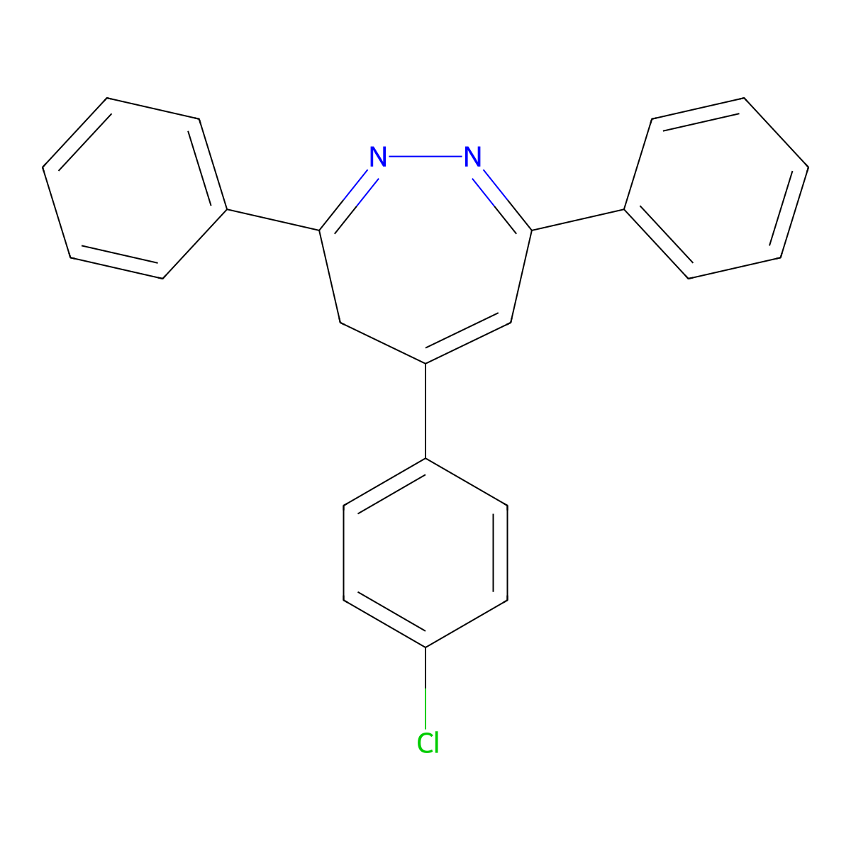 5-(4-Chlorophenyl)-3,7-diphenyl-4H-1,2-diazepine molecular structure, CAS 25649-73-4