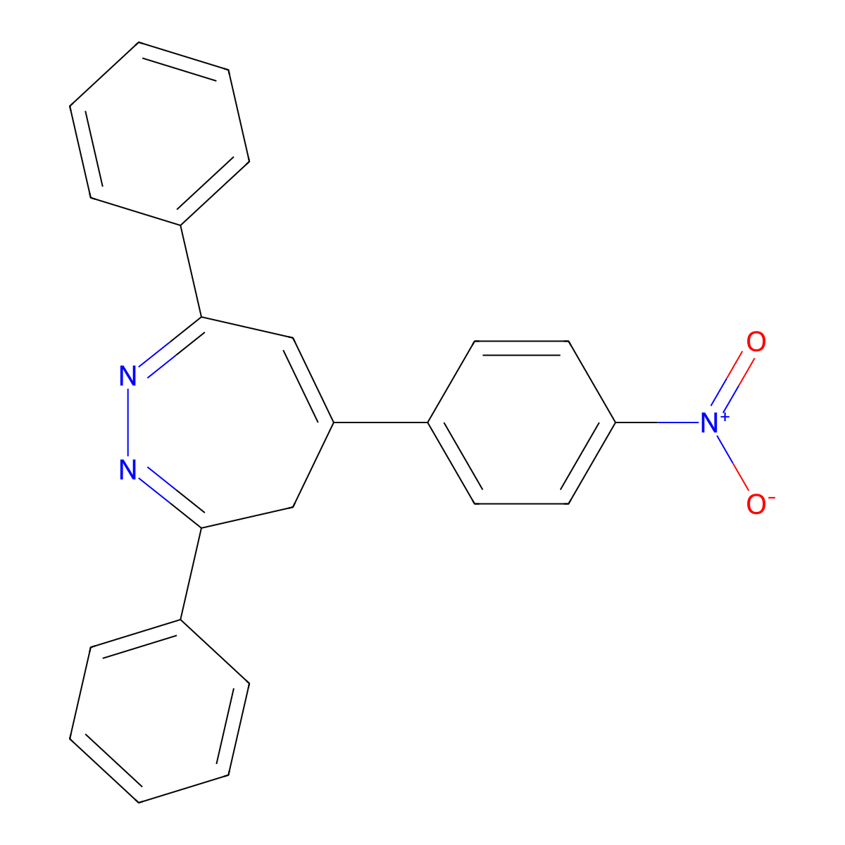5-(4-nitrophenyl)-3,7-diphenyl-4H-diazepine molecular structure, CAS 25649-75-6