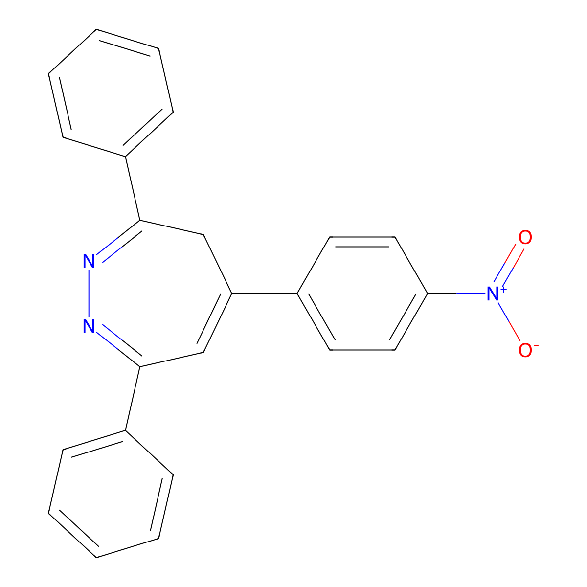 5-(4-nitrophenyl)-3,7-diphenyl-4H-diazepine molecular structure, CAS 25649-75-6