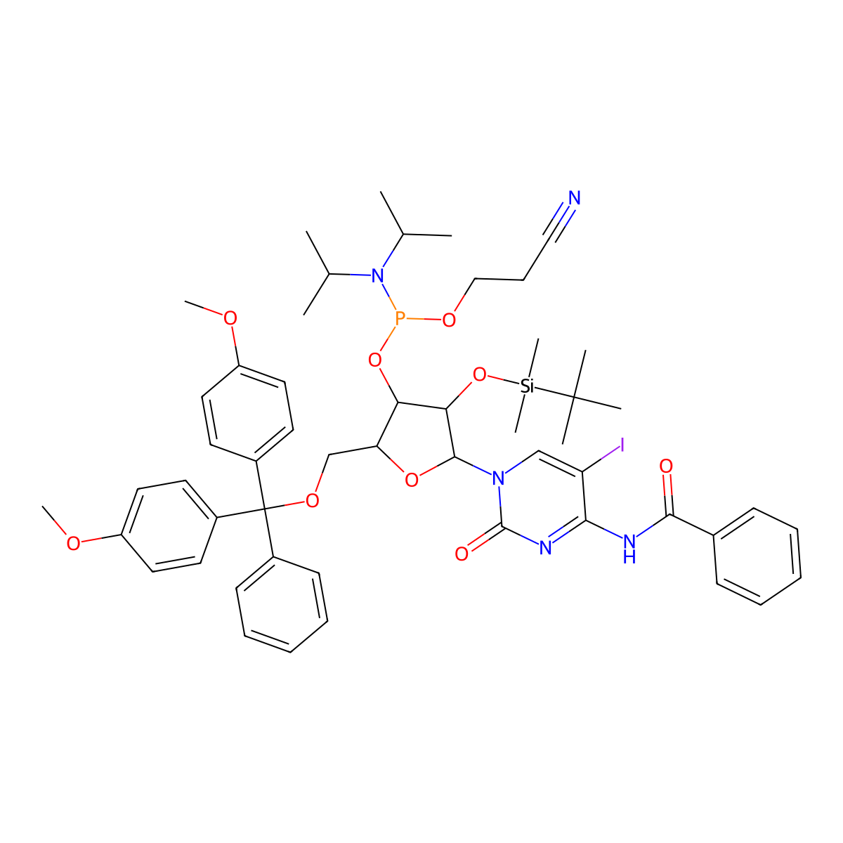 2-OTBS 5-I-C(Bz) amidite molecular structure, CAS 256493-91-1