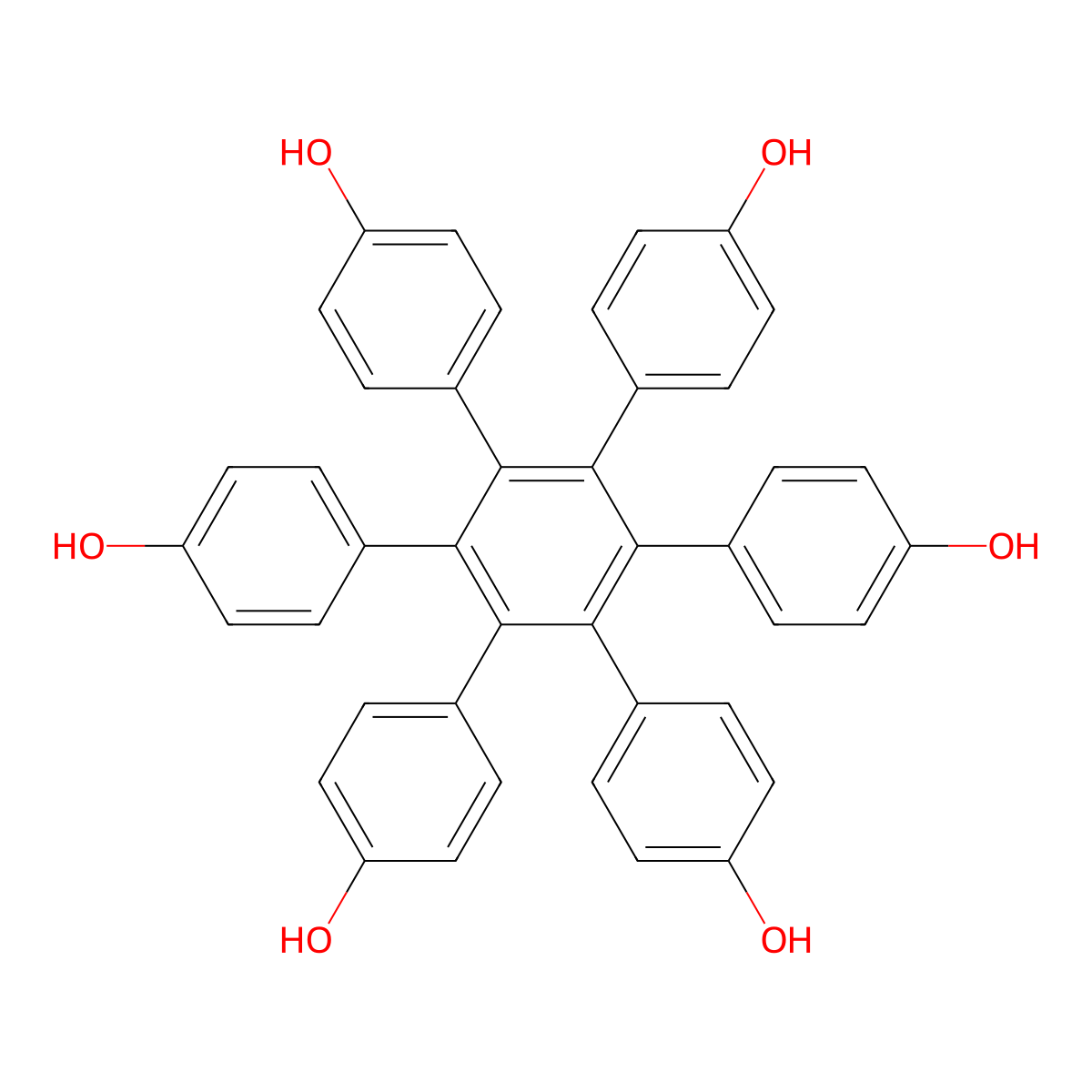 Hexakis(4-hydroxyphenyl)benzene molecular structure, CAS 256495-17-7