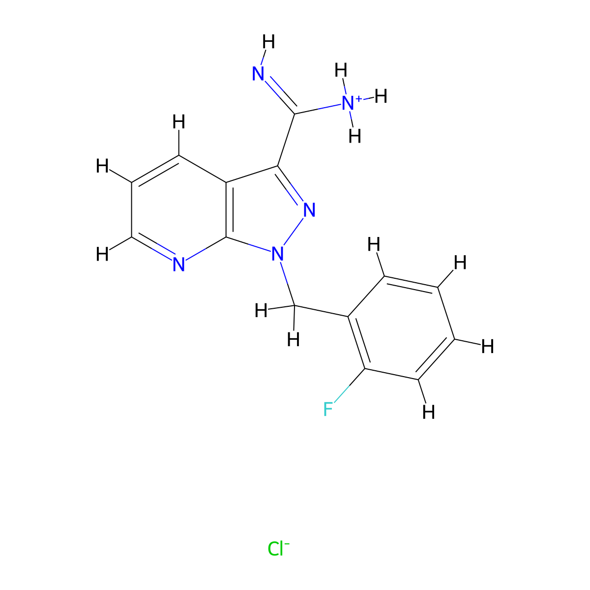 [1-[(2-fluorophenyl)methyl]pyrazolo[5,4-b]pyridine-3-carboximidoyl]azanium chloride molecular structure, CAS 256499-19-1