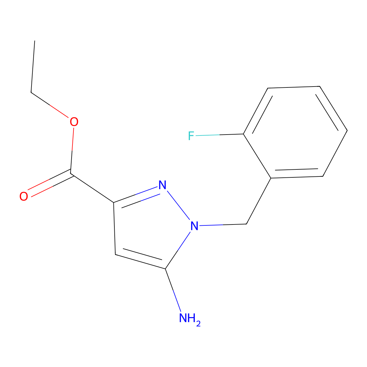 ethyl 5-amino-1-(2-fluorobenzyl)-1H-pyrazole-3-carboxylate molecular structure, CAS 256504-39-9