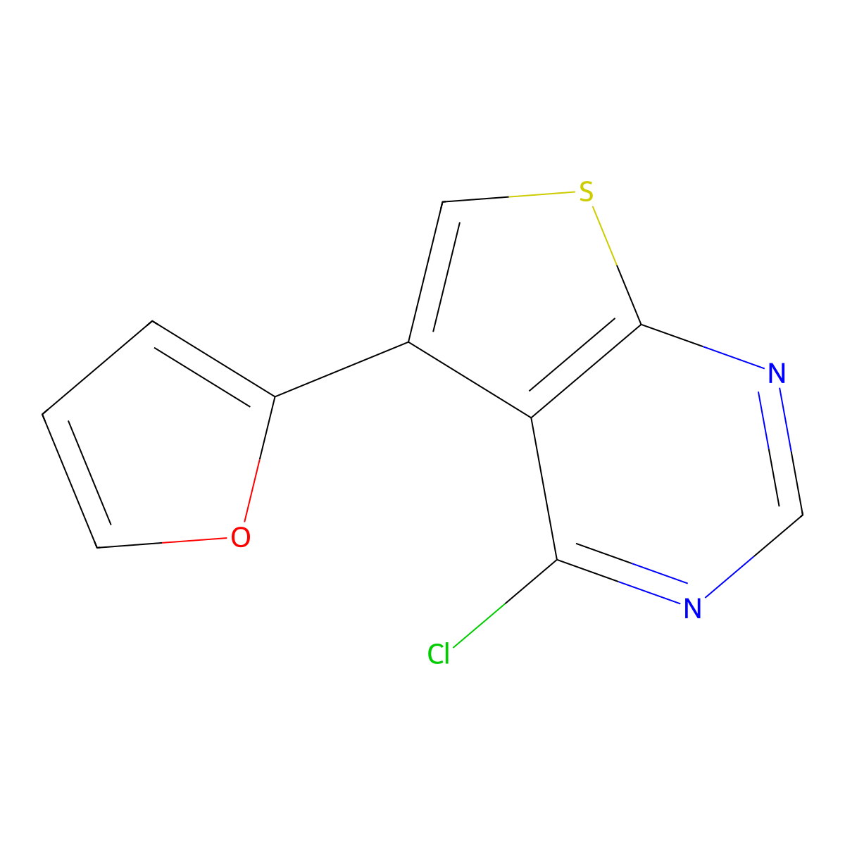 4-Chloro-5-(furan-2-yl)thieno[2,3-d]pyrimidine molecular structure, CAS 256507-01-4