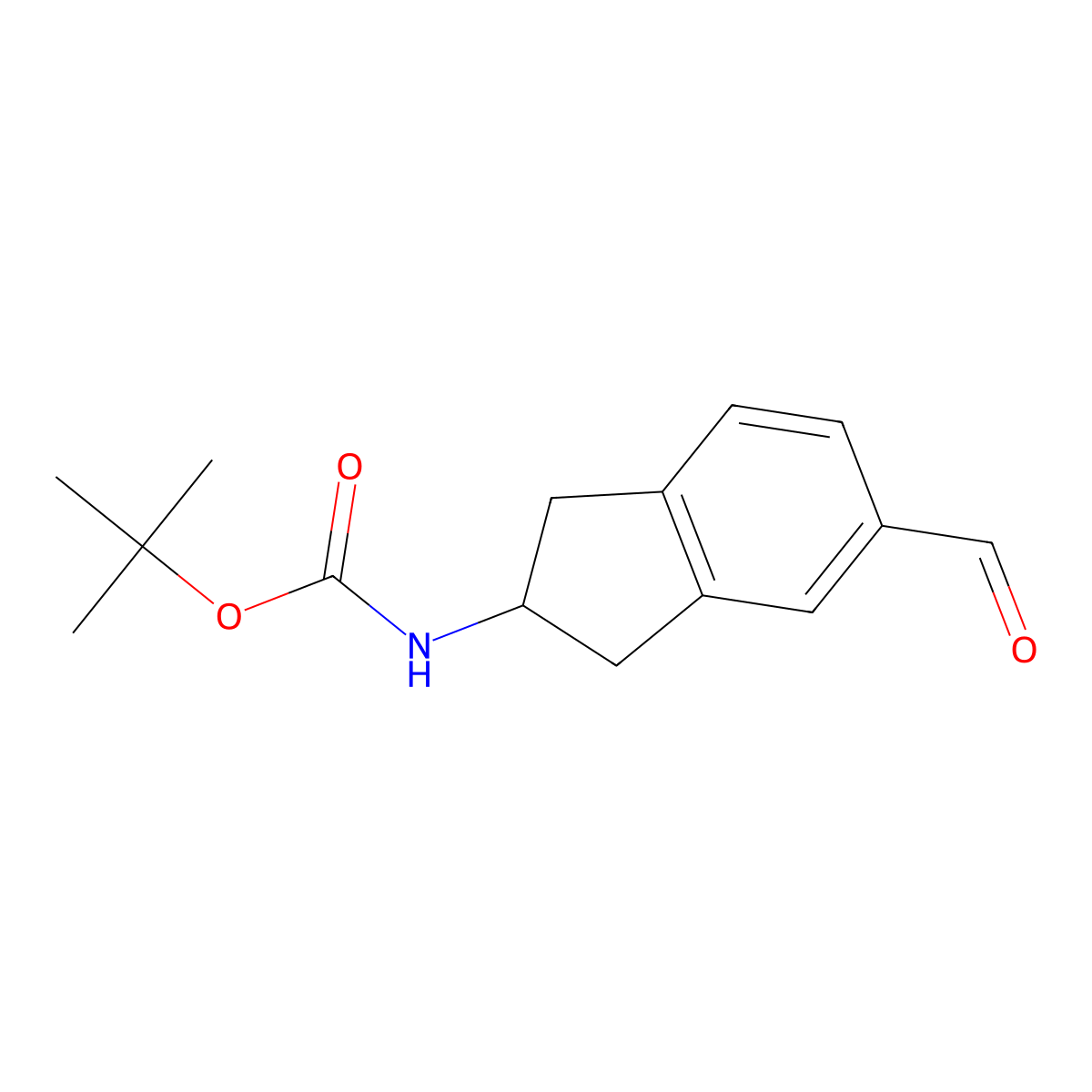 tert-butyl N-(5-formyl-2,3-dihydro-1H-inden-2-yl)carbamate molecular structure, CAS 256507-22-9