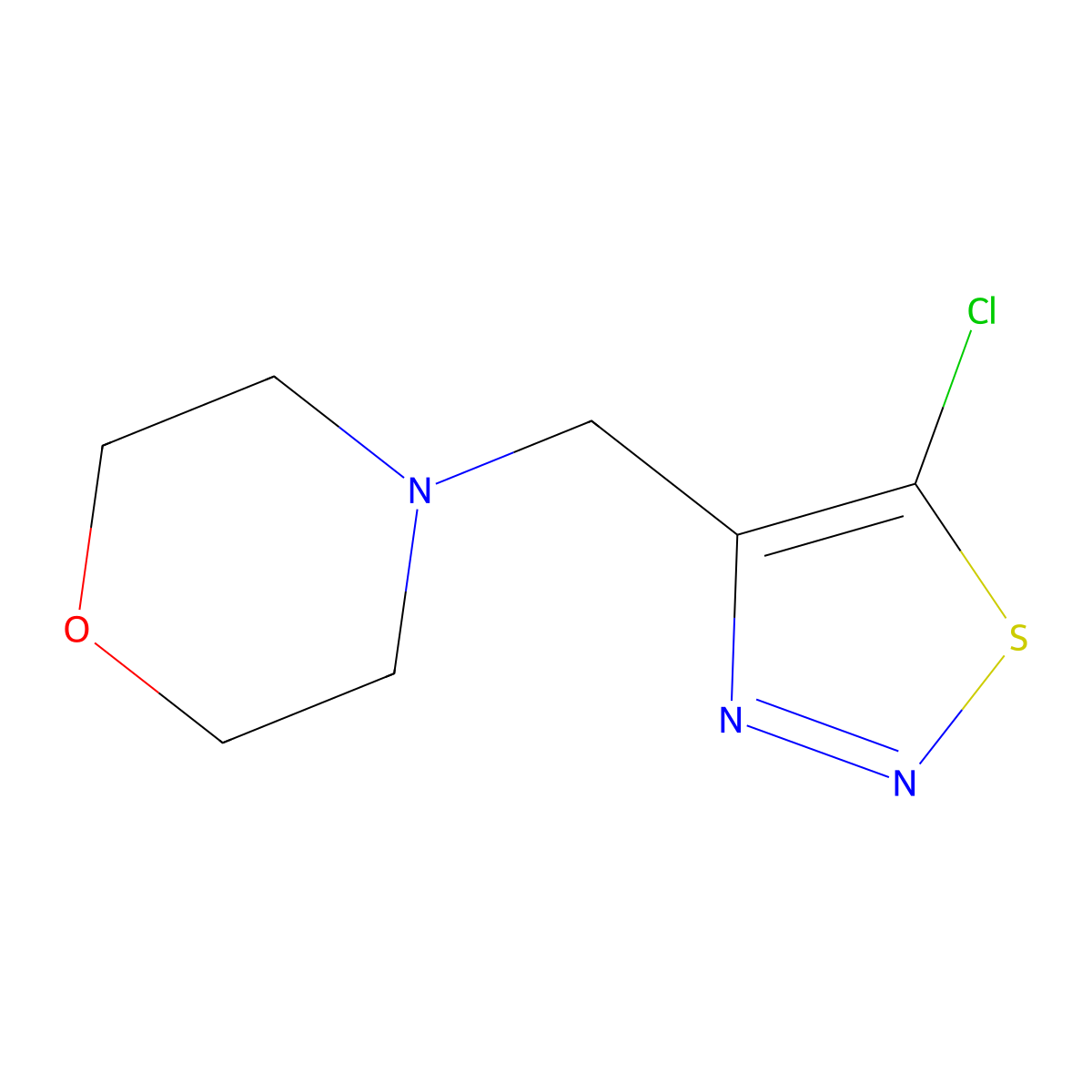 4-((5-Chloro-1,2,3-thiadiazol-4-yl)methyl)morpholine molecular structure, CAS 256508-44-8