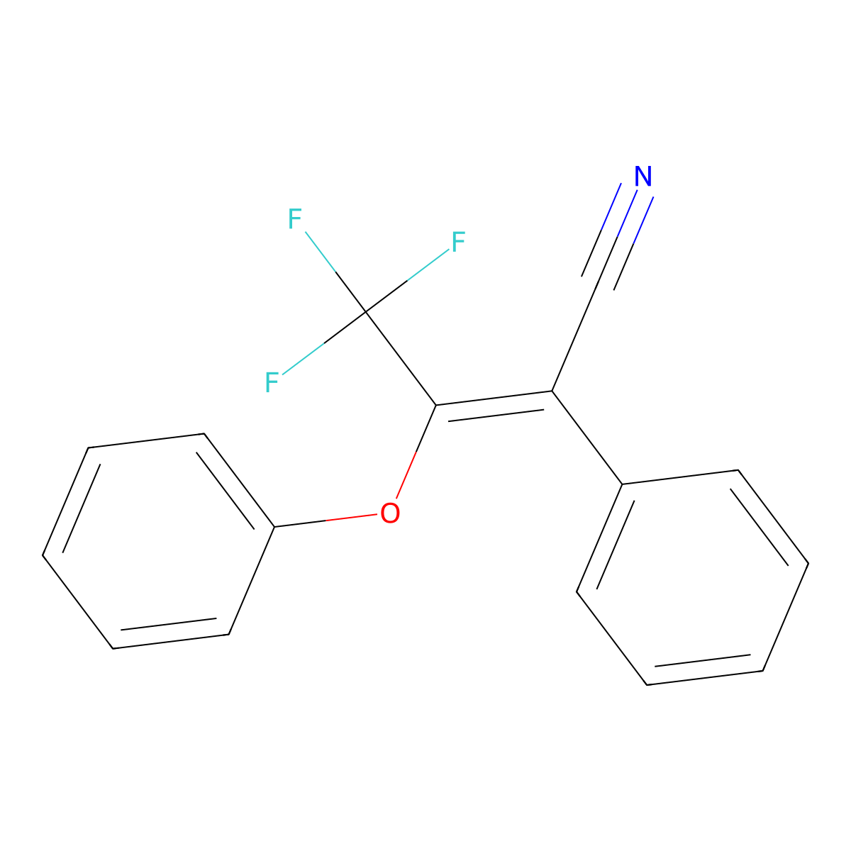 4,4,4-Trifluoro-3-phenoxy-2-phenylbut-2-enenitrile molecular structure, CAS 256508-74-4